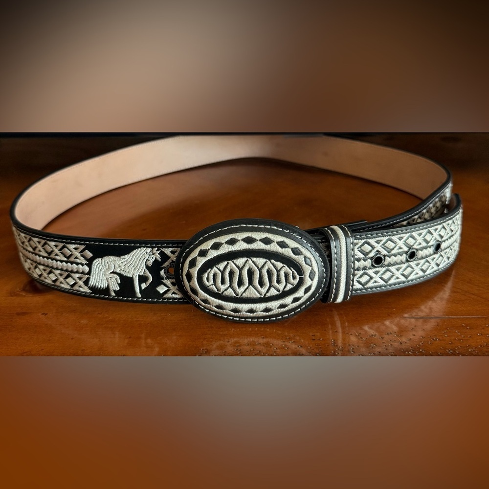 YAC Leather & Silk Western Leather Belt